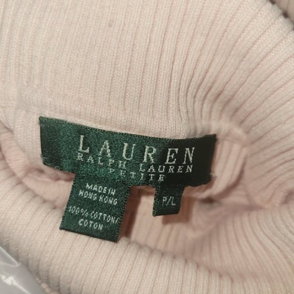 Ralph Lauren Size PL Pink Jillian Turtleneck Sweater 100% Cotton - Picture 2 of 3